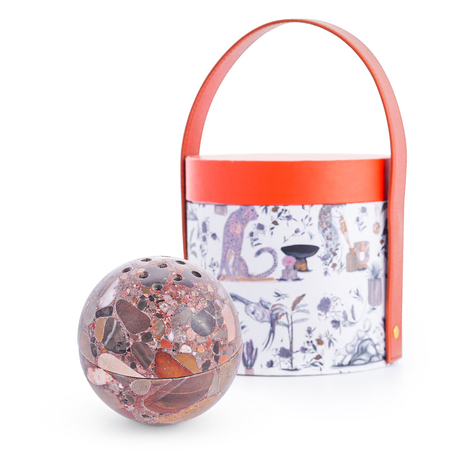 Nabdh Al Hajr – Red Terrazzo Sphere Incense Burner