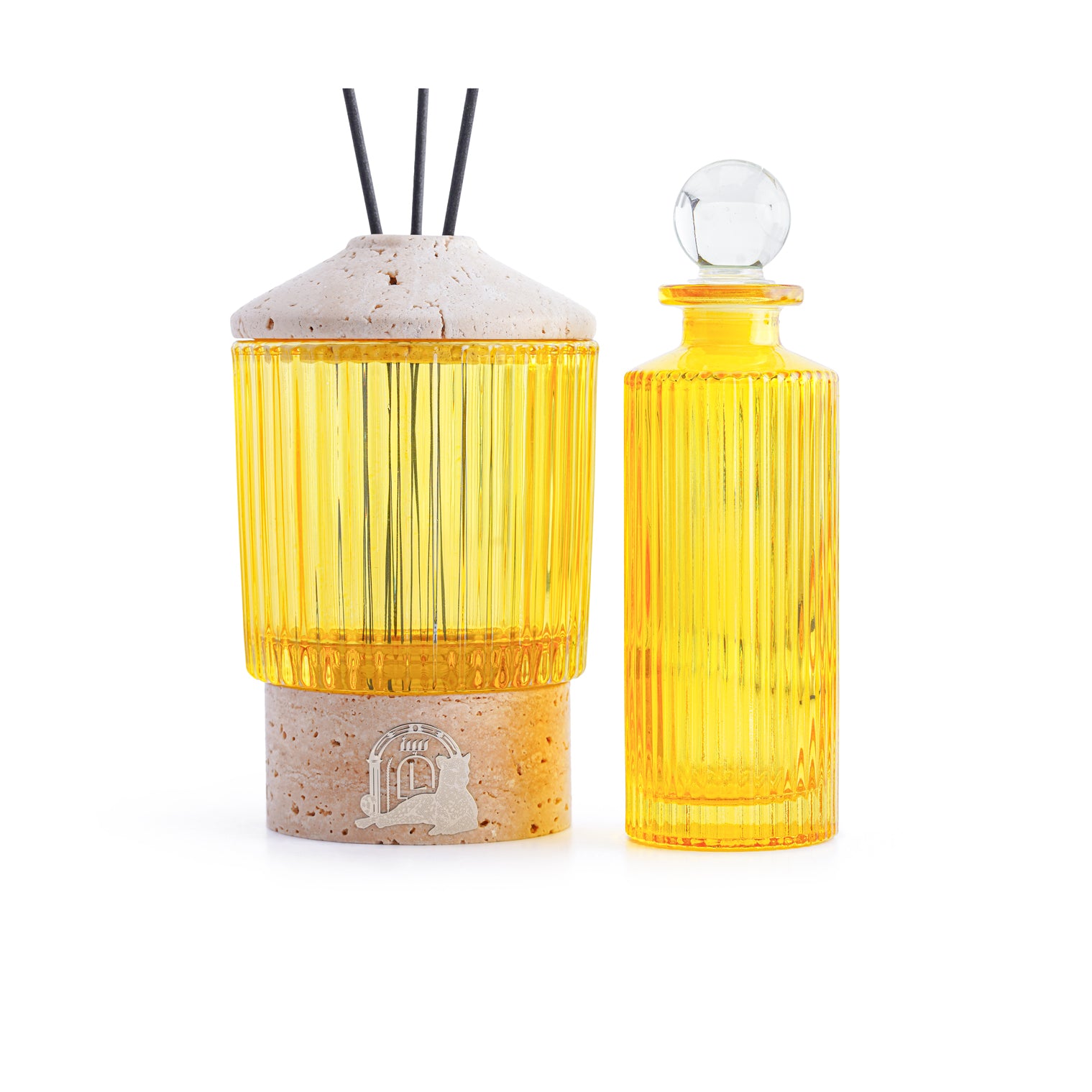 Glassy (Beige Travertine) diffuser with bottle