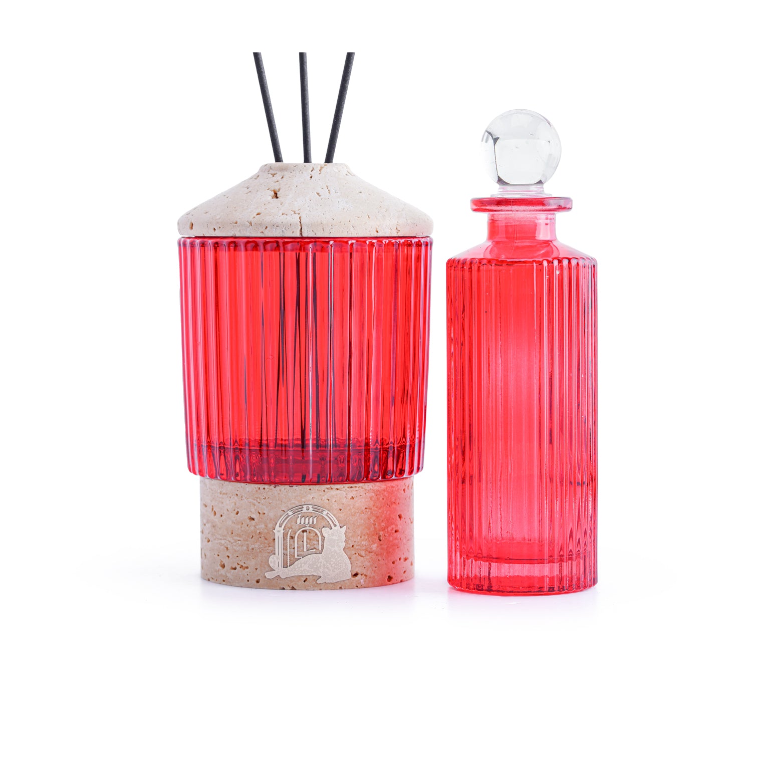 Glassy (Beige Travertine) diffuser with bottle
