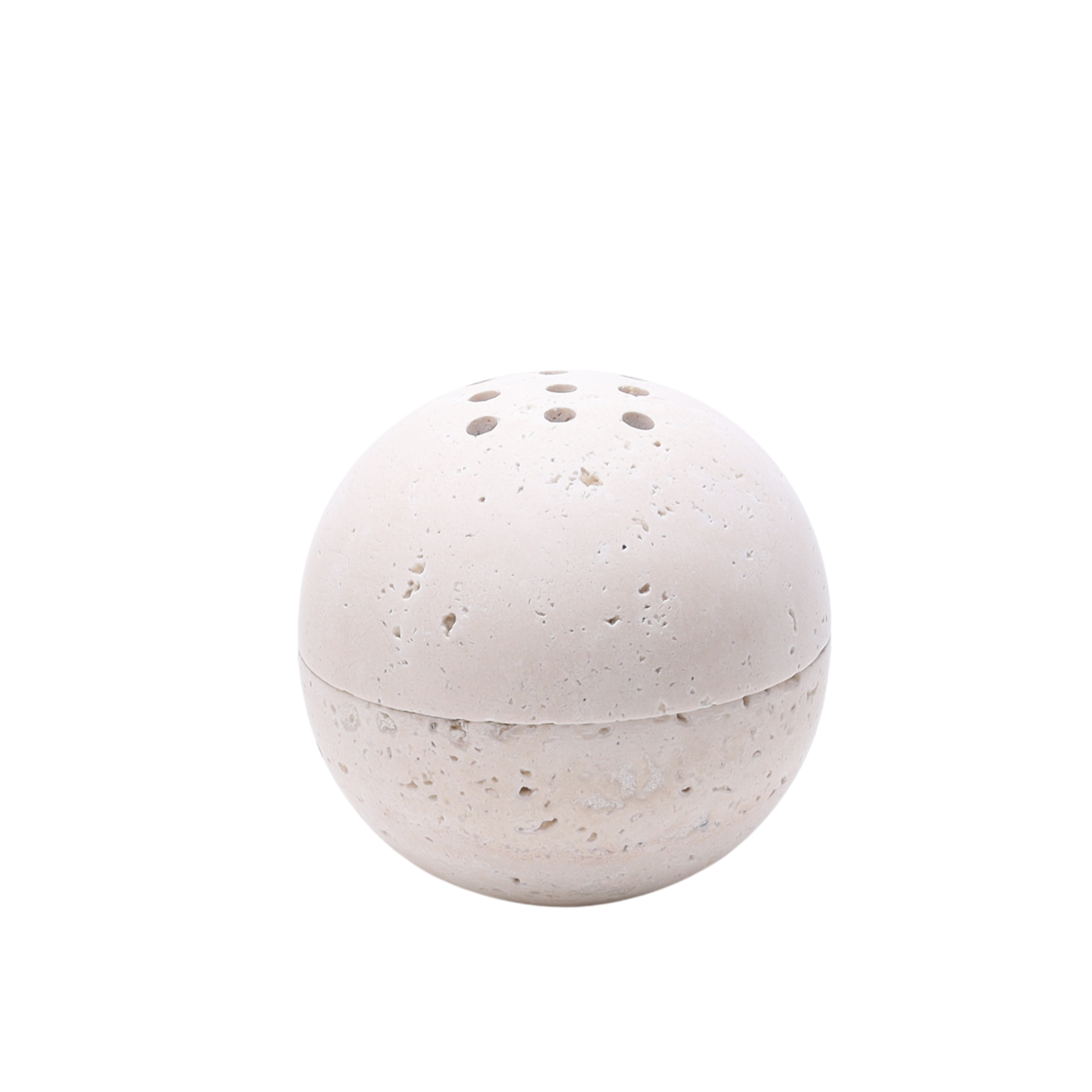 Nabdh Al Hajr – White Travertine Sphere Incense Burner
