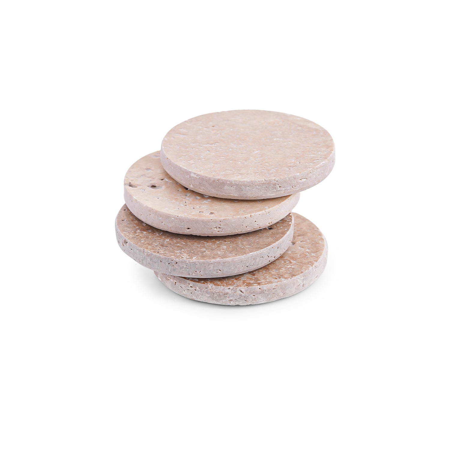 Round Coaster Set — Beige Travertine