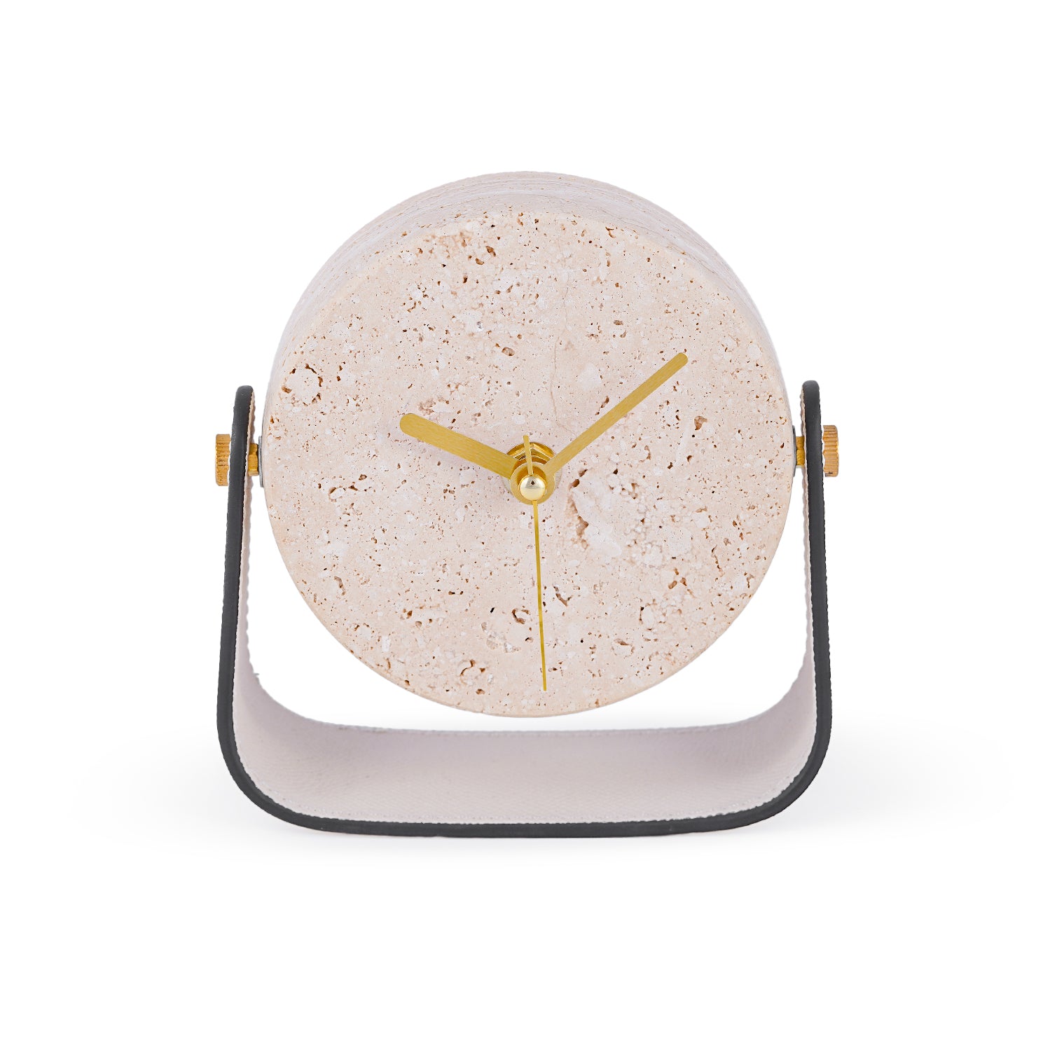 Orbit – Beige Travertine Desk Clock