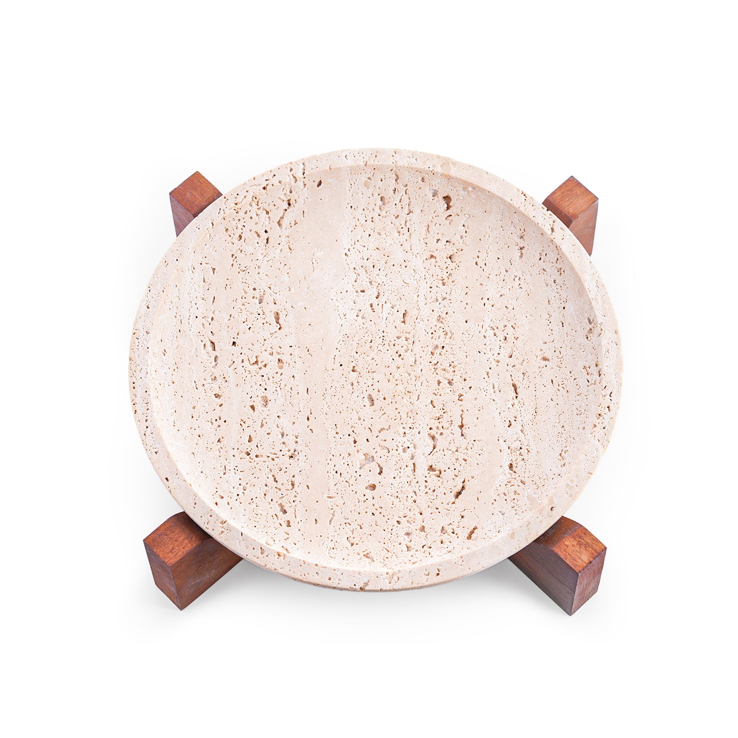 Riva – Beige Travertine Walnut Base Tray