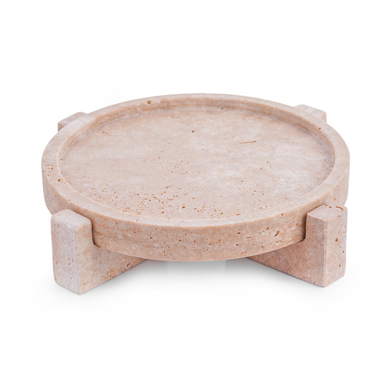 Riva – Beige Travertine Four-Leg Tray