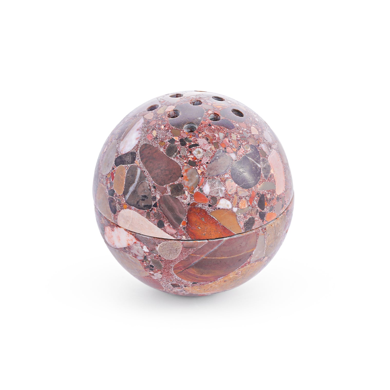 Nabdh Al Hajr – Red Terrazzo Sphere Incense Burner