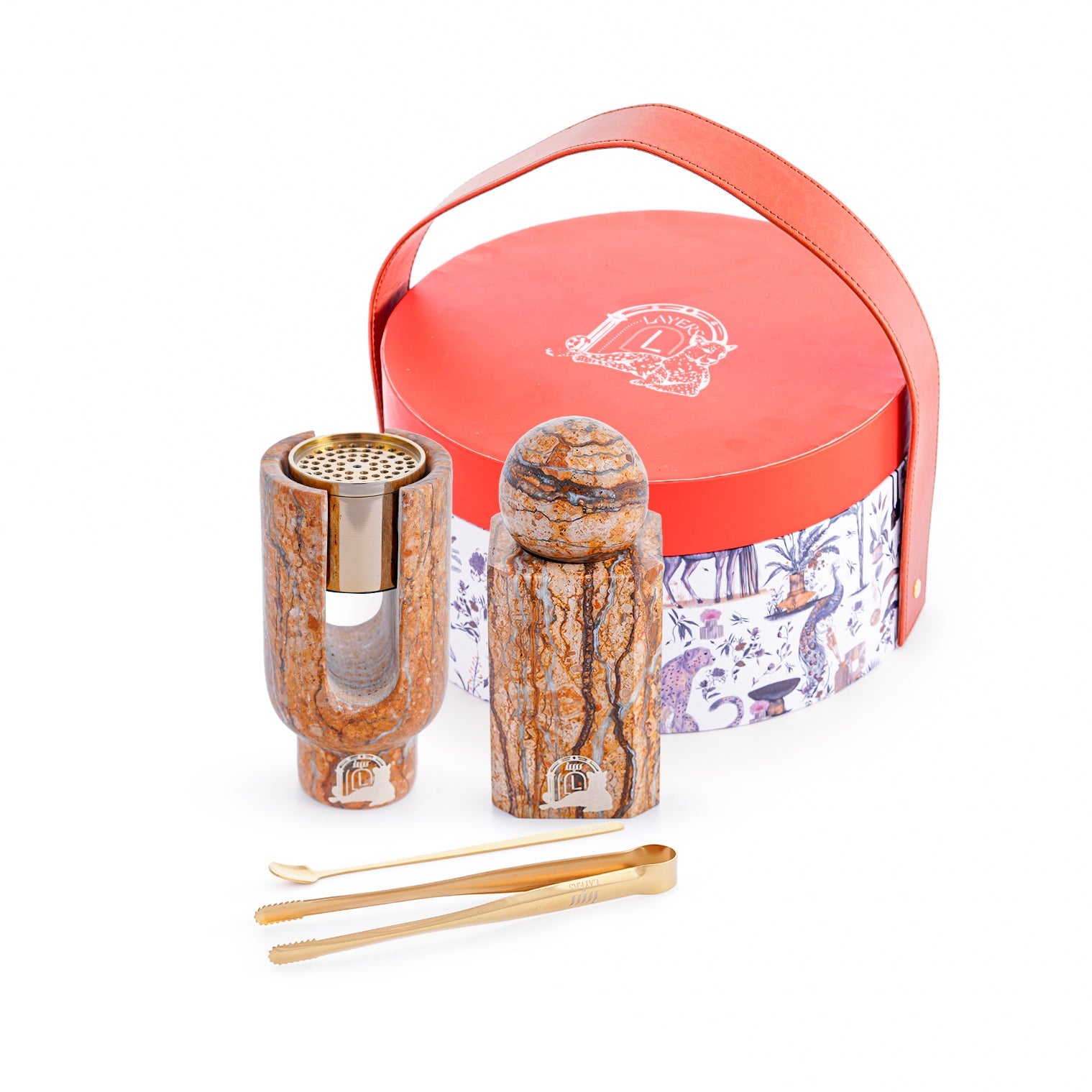 Ofra – Marron Travertine Incense Burner & Oud Storage Set