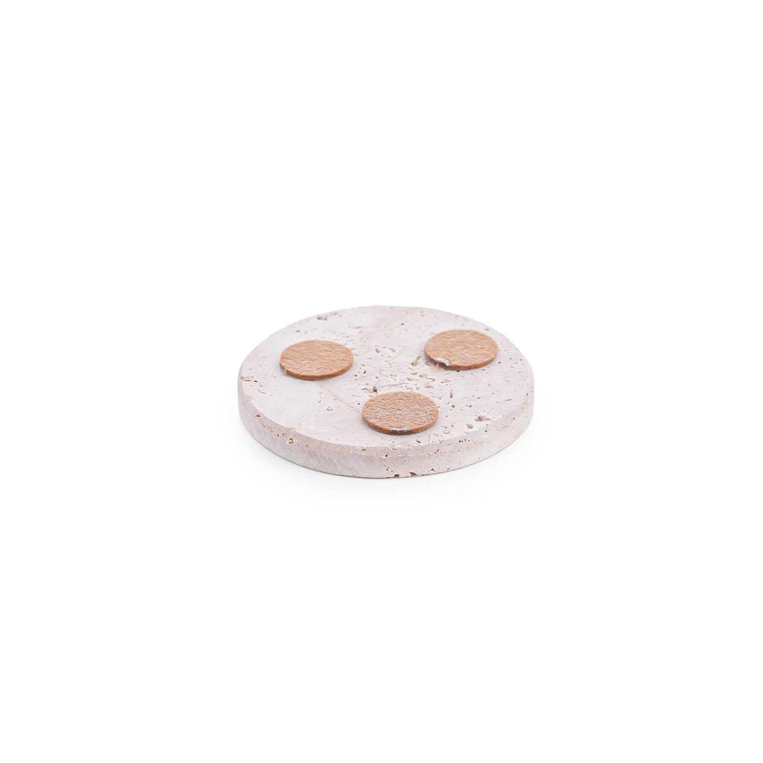 Round Coaster Set — Beige Travertine
