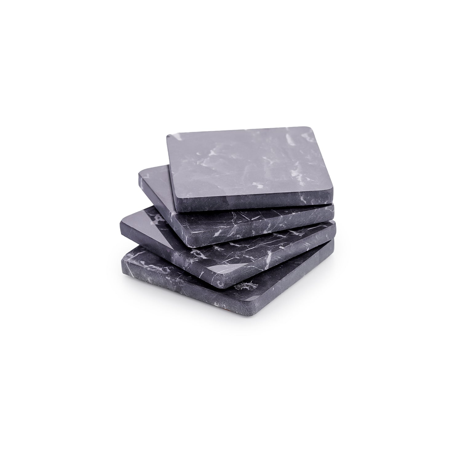 Square Coaster Set — Black Marble