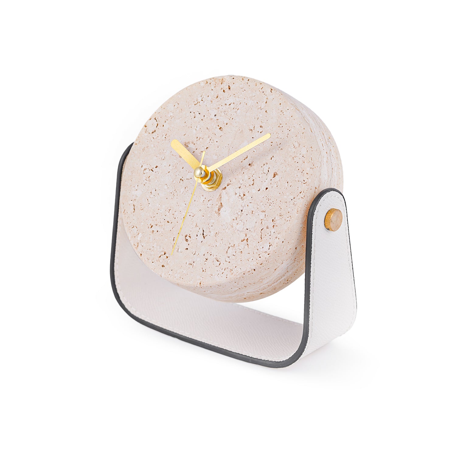 Orbit – Beige Travertine Desk Clock