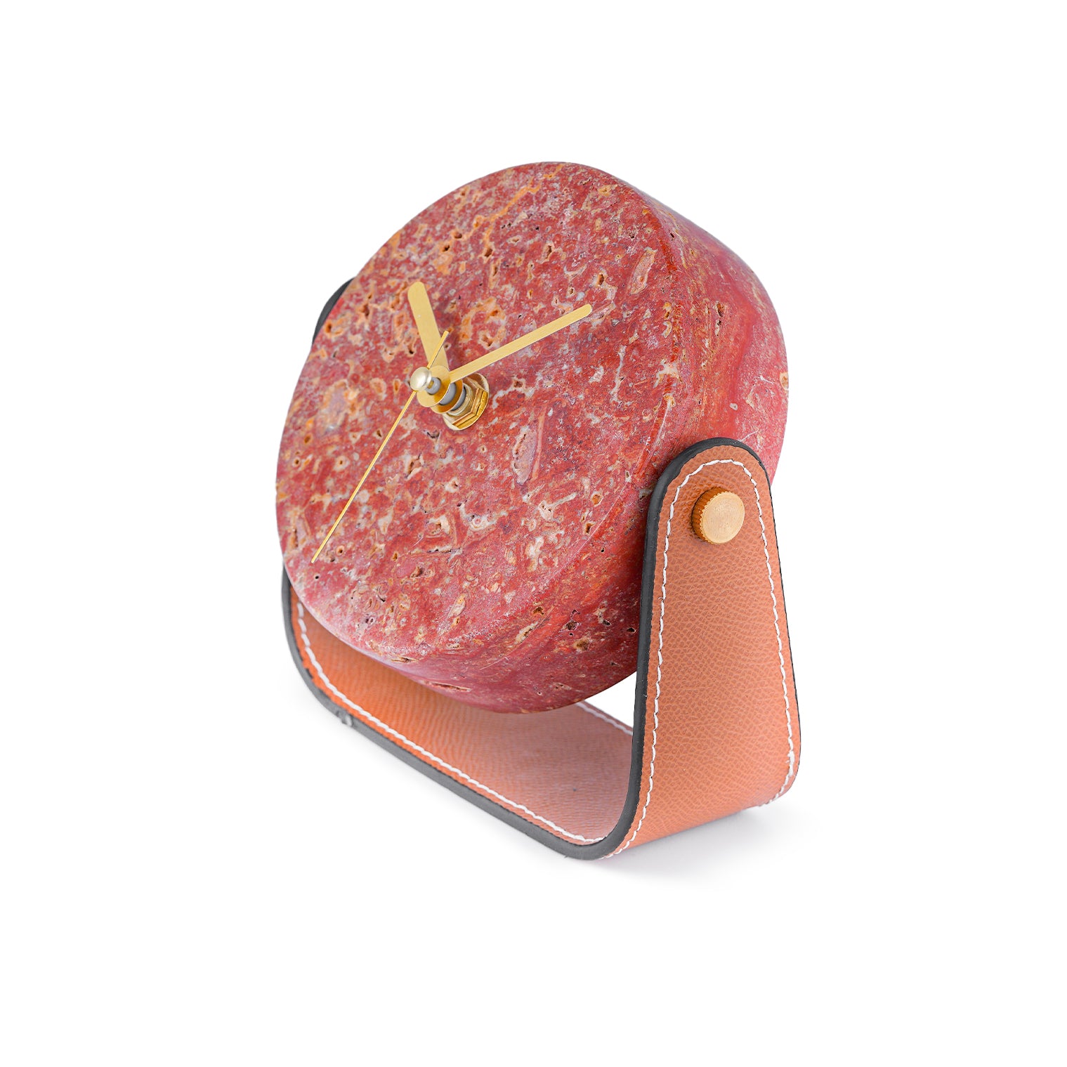 Orbit – Red Travertine Desk Clock