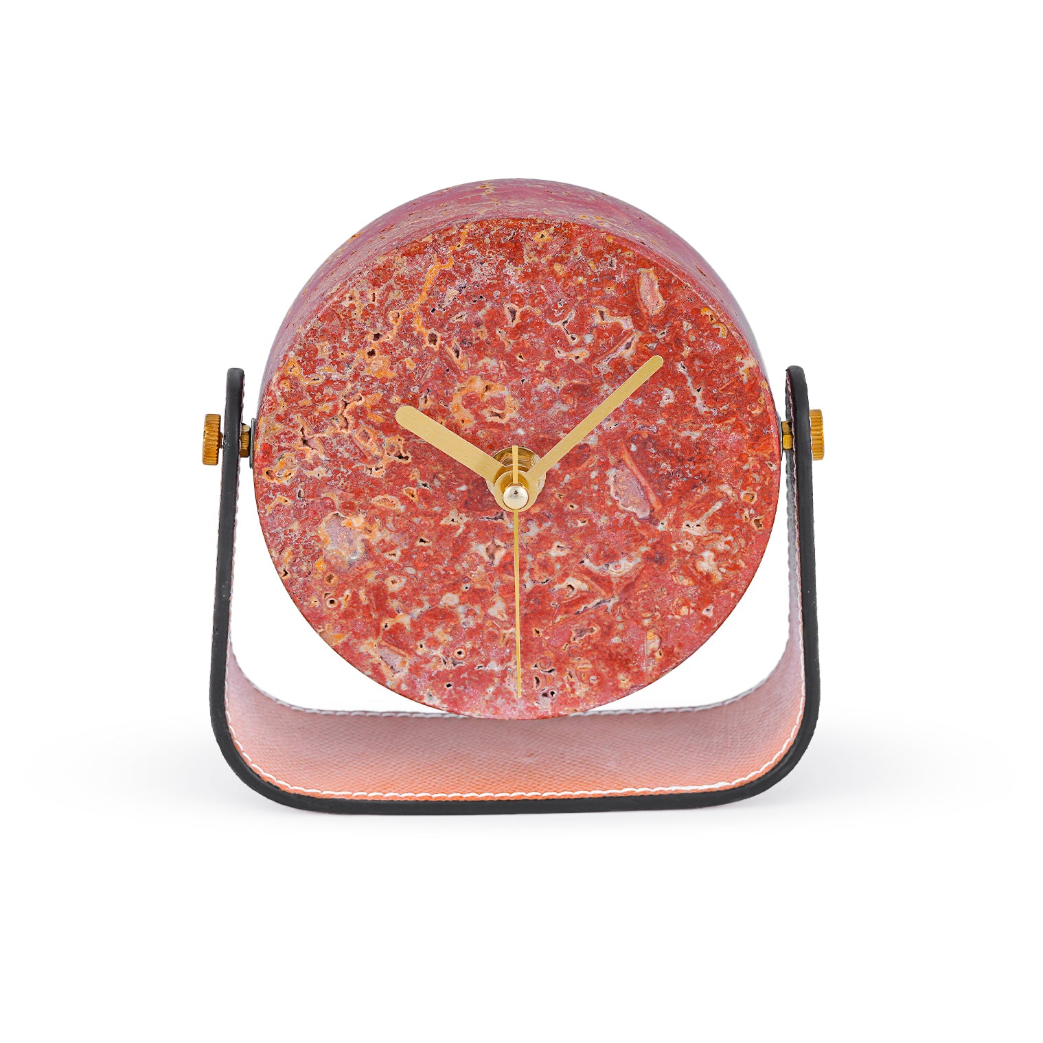 Orbit – Red Travertine Desk Clock