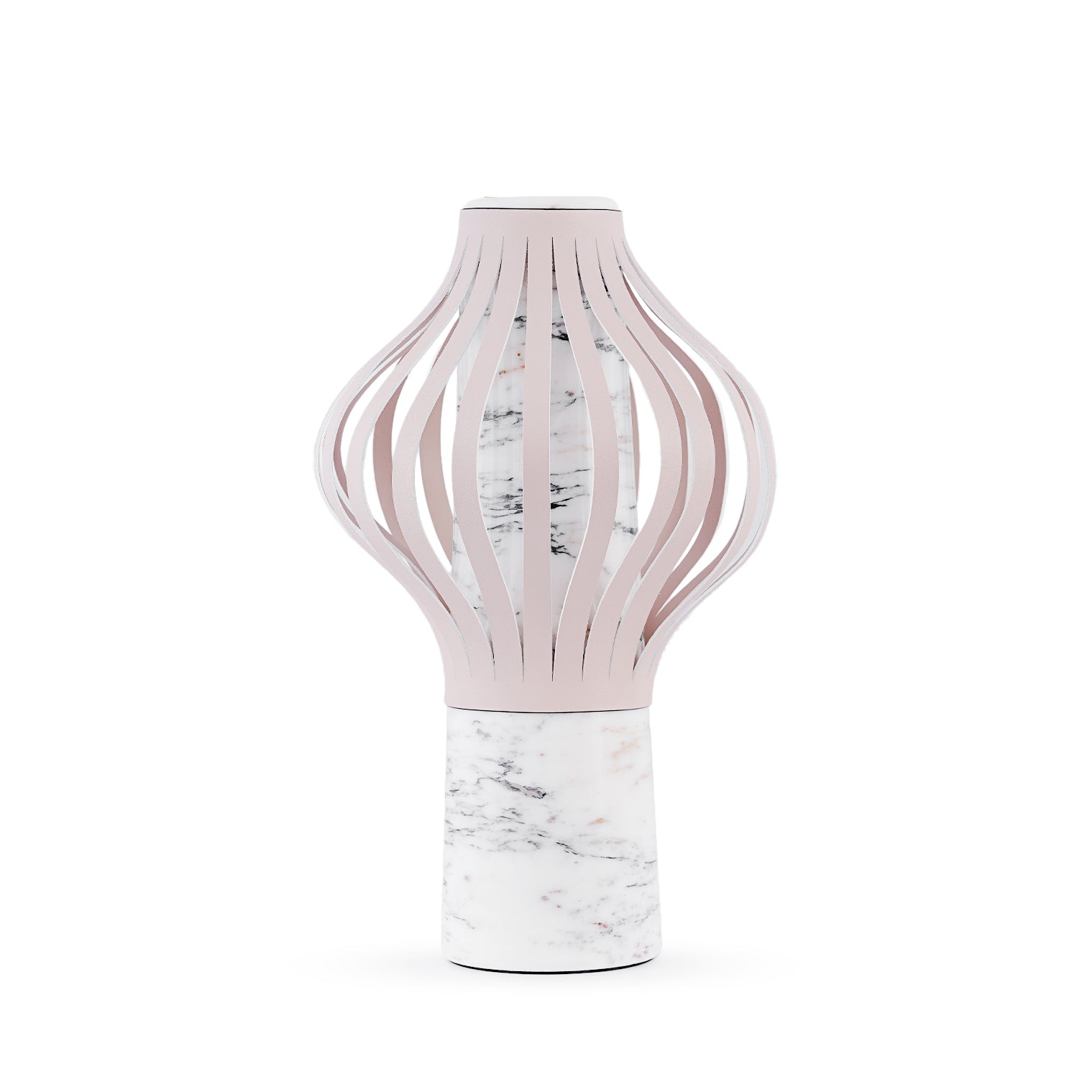 Layers – White Marble Vase with Leather Accent