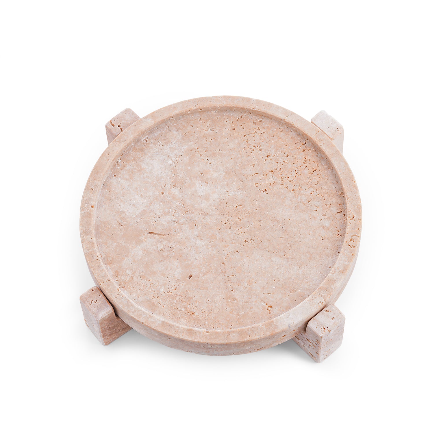 Riva – Beige Travertine Four-Leg Tray